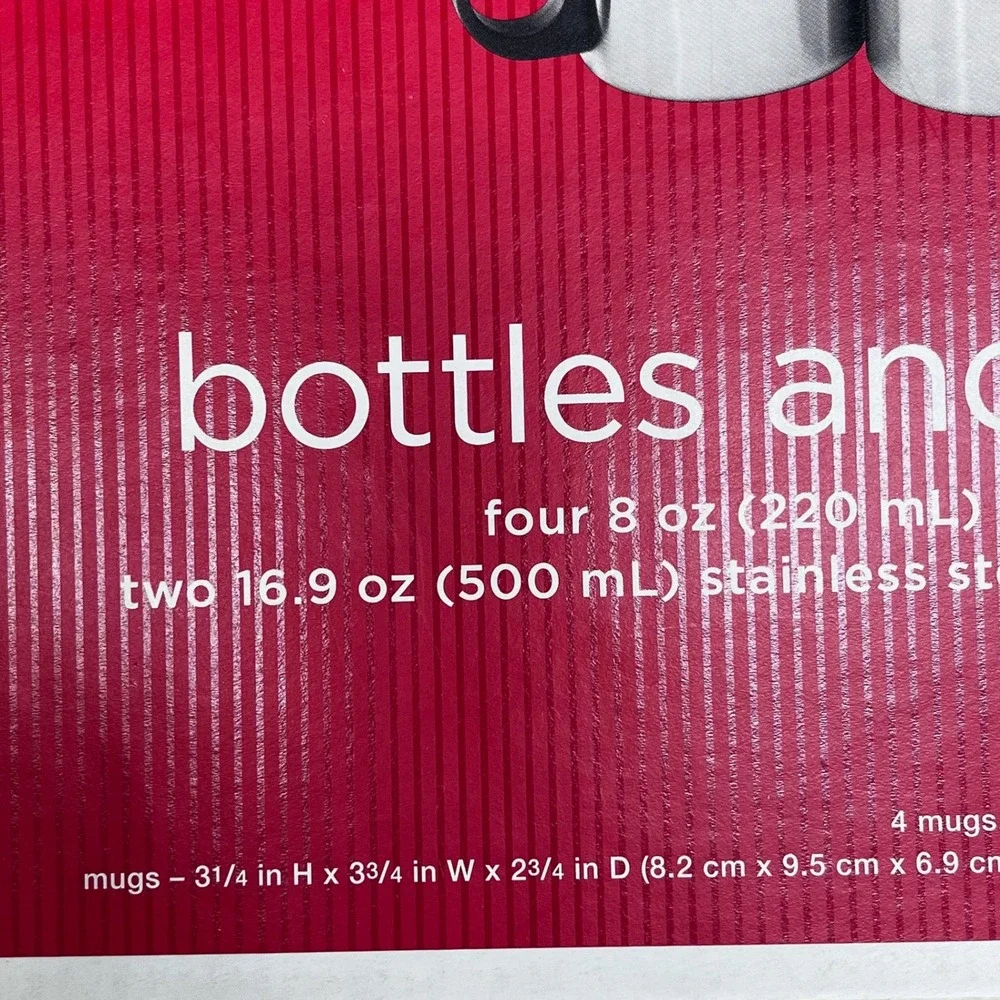 Target Unisex Bottles and Mugs Set Stainless Steel 6 Piece Camping Travel Silver